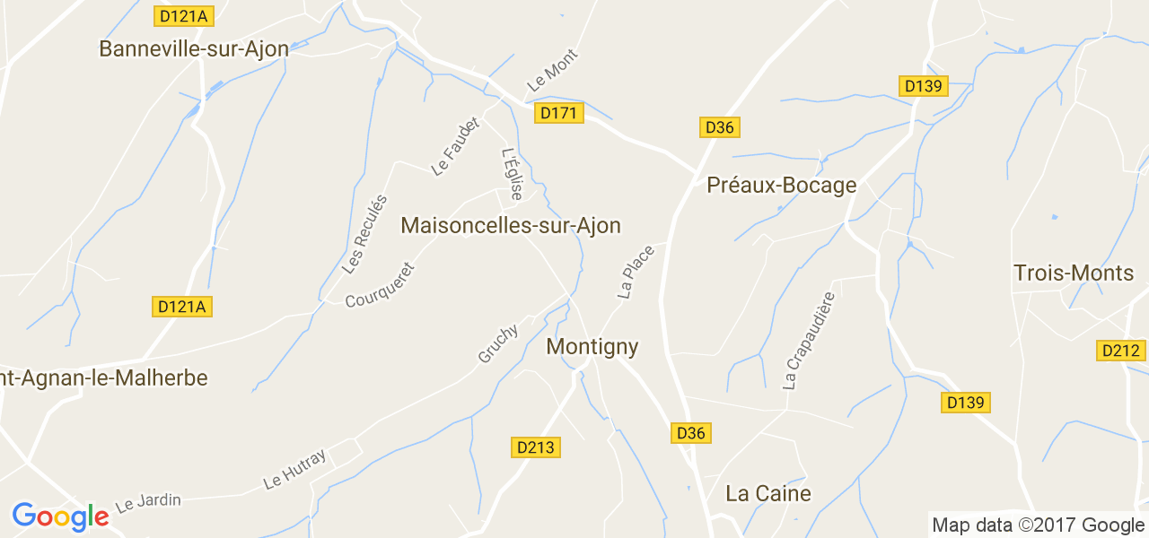 map de la ville de Maisoncelles-sur-Ajon