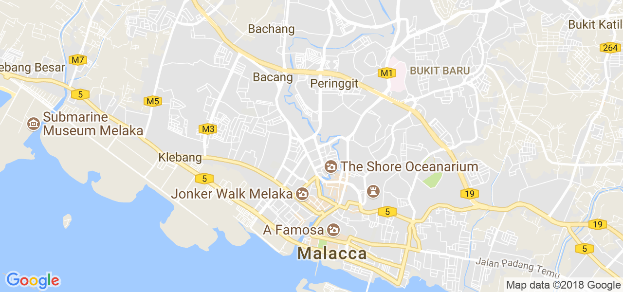 map de la ville de Malacca