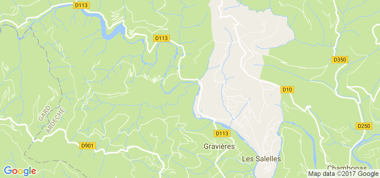 map de la ville de Malarce-sur-la-Thines