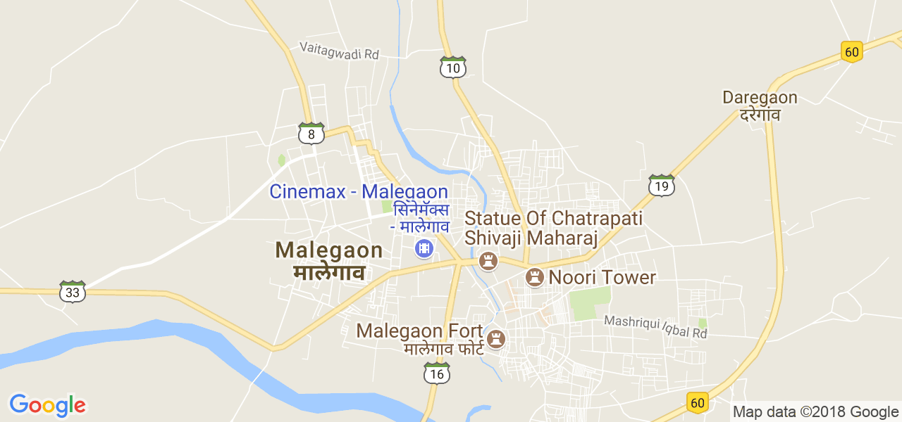 map of the city of Malegaon