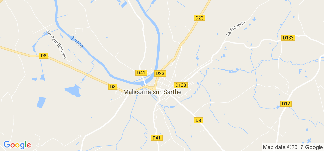 map de la ville de Malicorne-sur-Sarthe