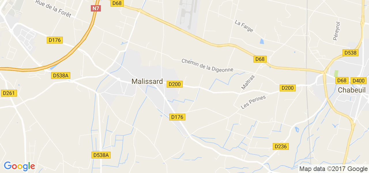 map de la ville de Malissard