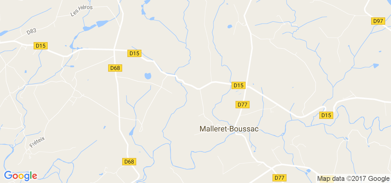 map de la ville de Malleret-Boussac