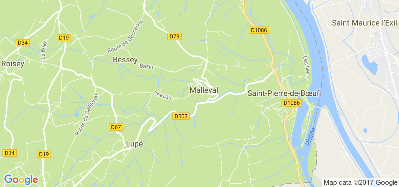 map de la ville de Malleval