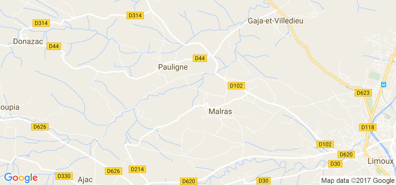 map de la ville de Malras