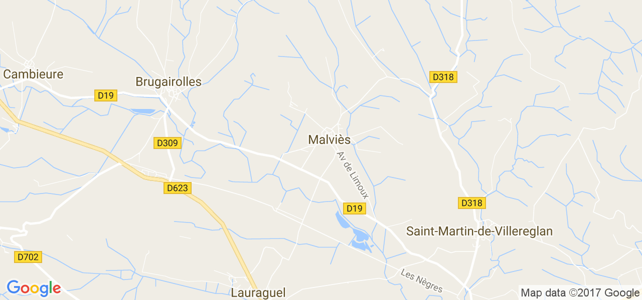 map de la ville de Malviès