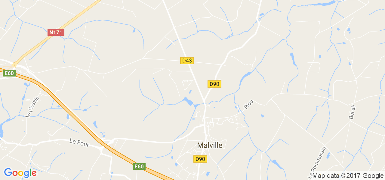 map de la ville de Malville