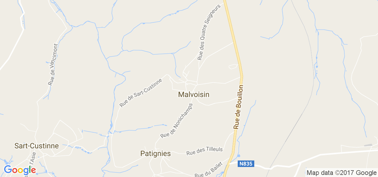 map de la ville de Malvoisin