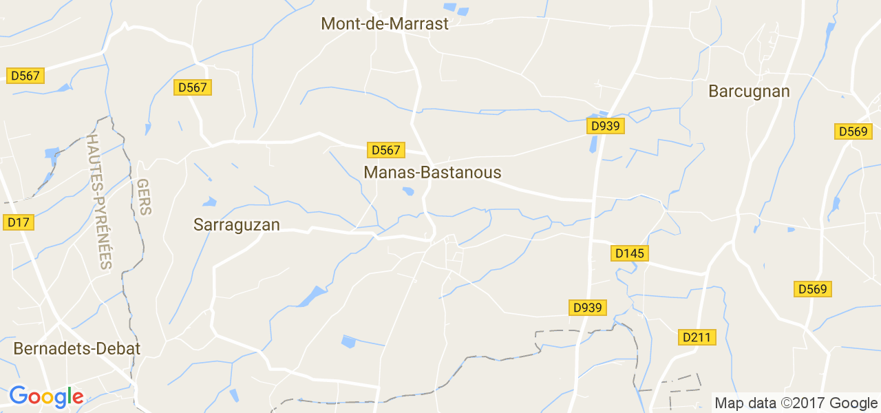 map de la ville de Manas-Bastanous