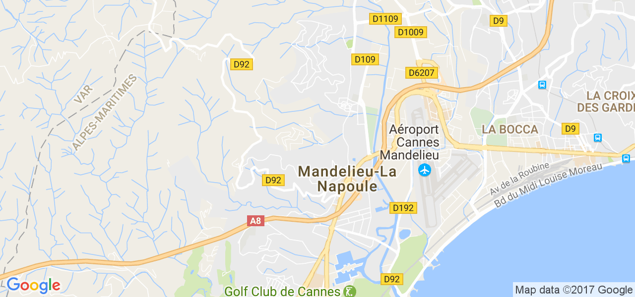 map de la ville de Mandelieu-la-Napoule