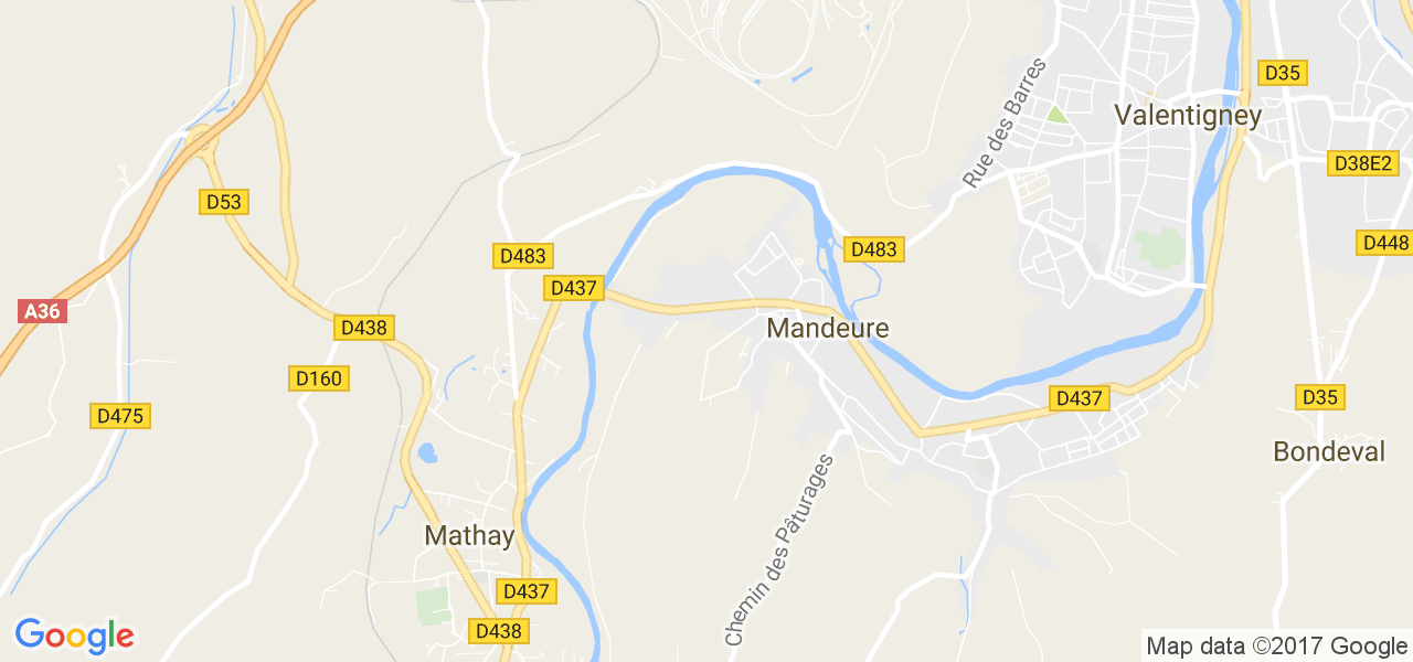 map de la ville de Mandeure