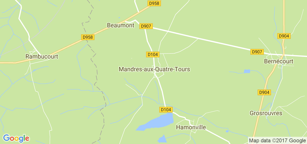 map de la ville de Mandres-aux-Quatre-Tours