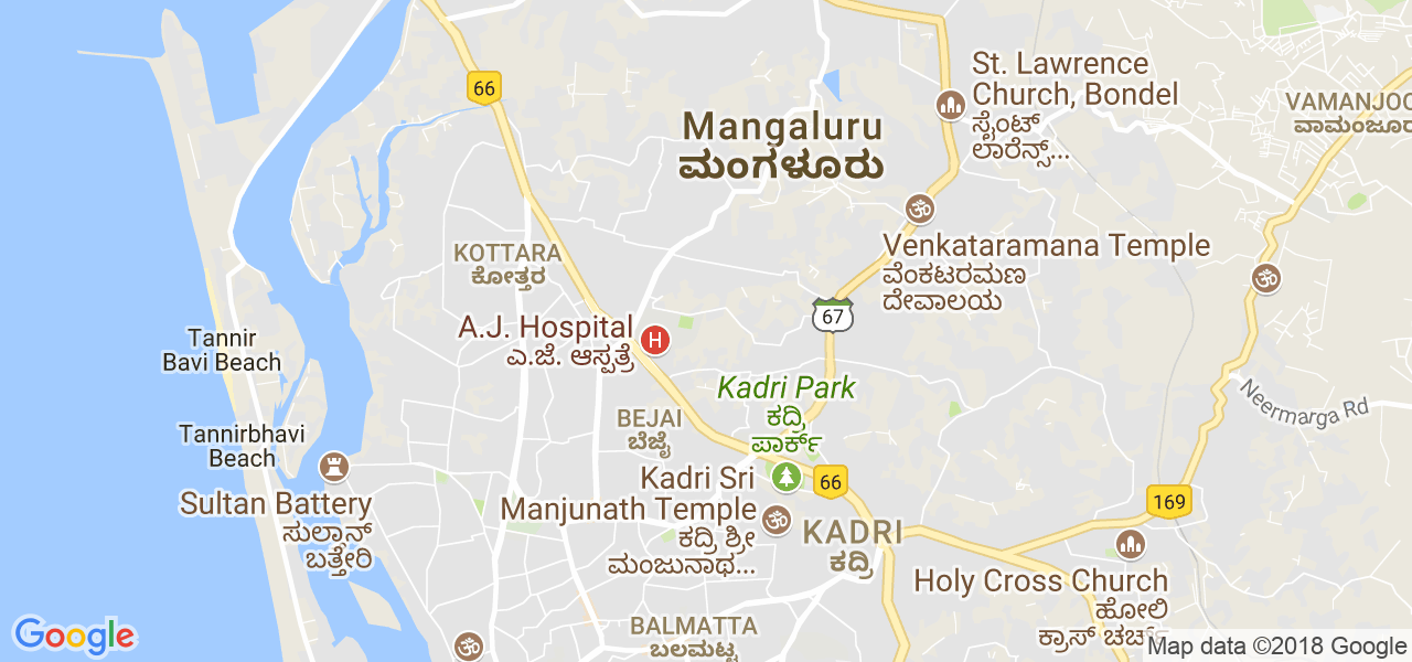 map of the city of Mangalore