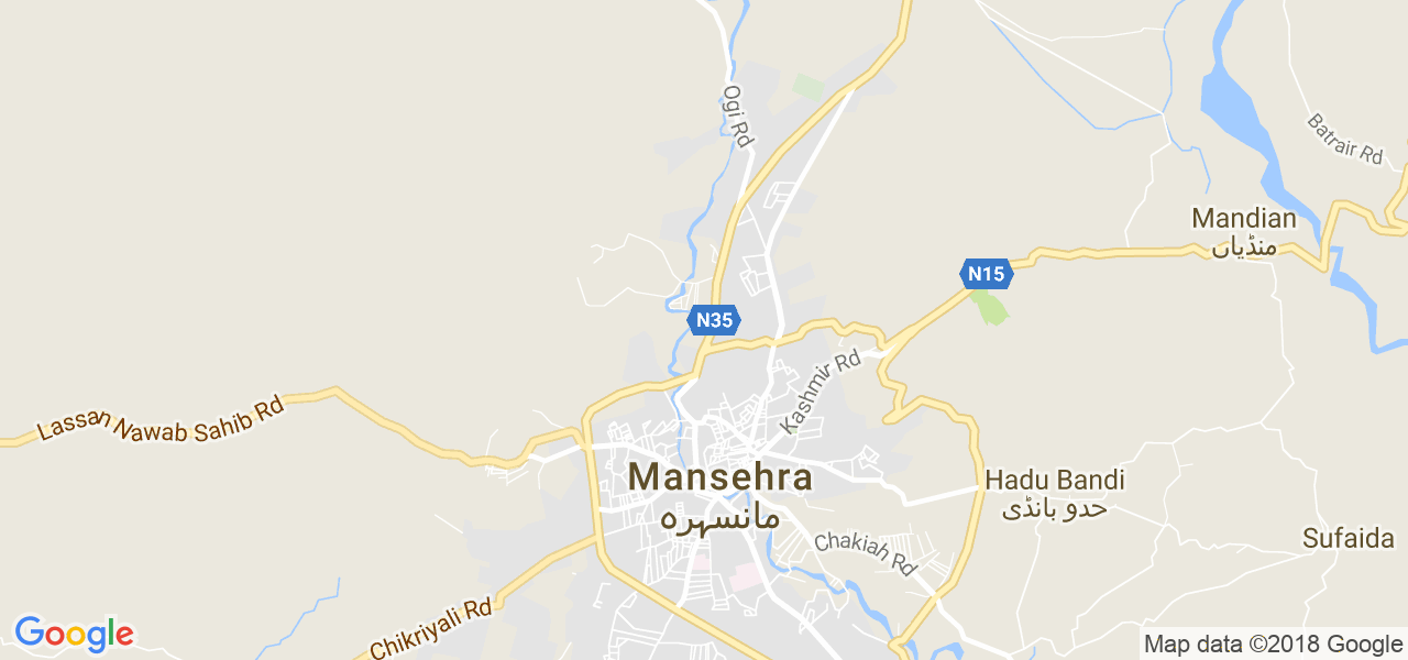 map of the city of Mansehra