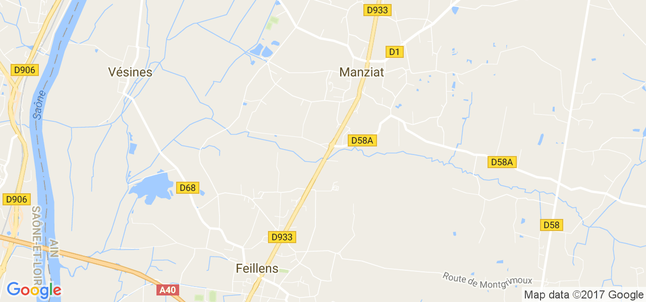 map de la ville de Manziat