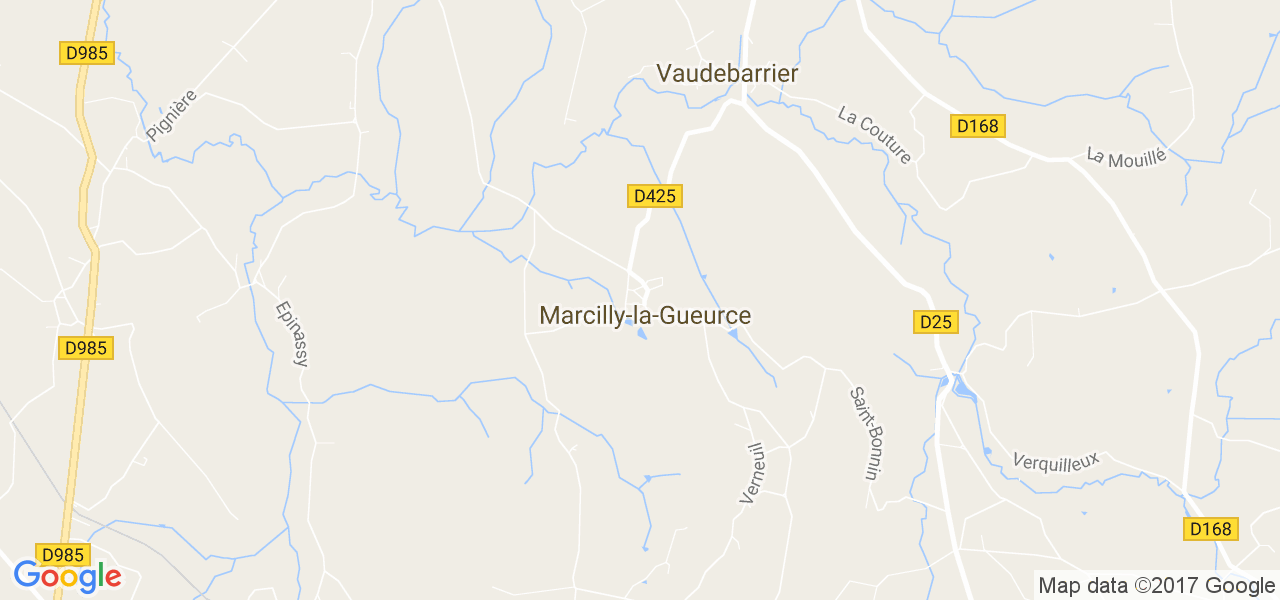 map de la ville de Marcilly-la-Gueurce