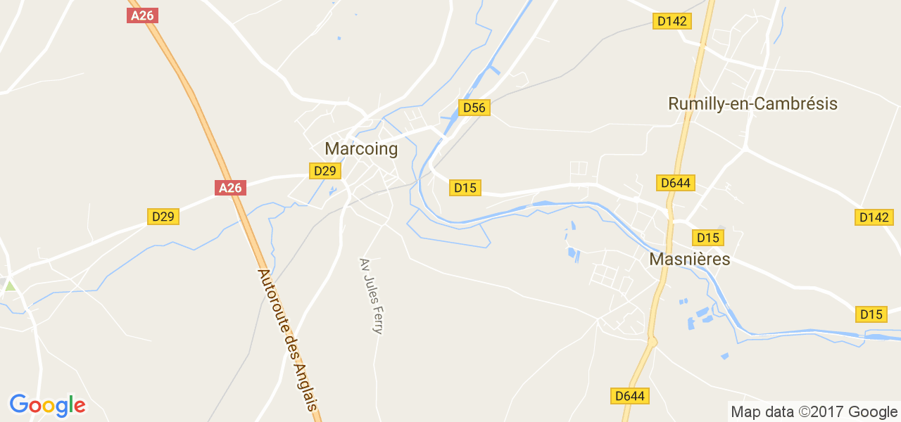 map de la ville de Marcoing