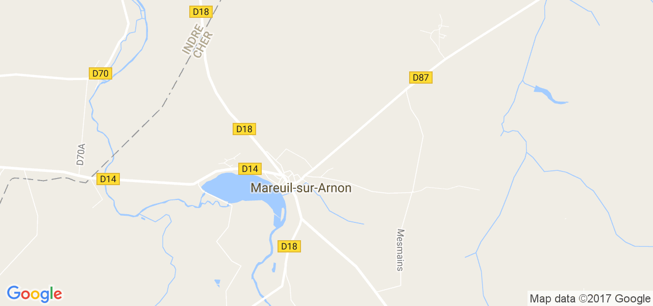 map de la ville de Mareuil-sur-Arnon