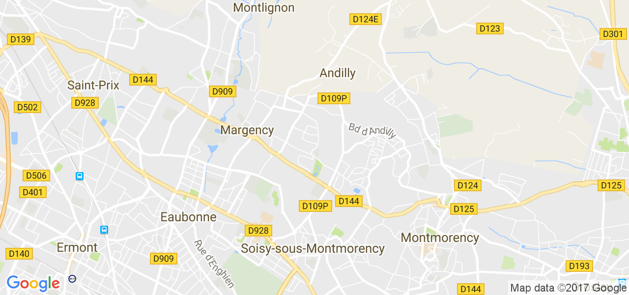 map de la ville de Margency