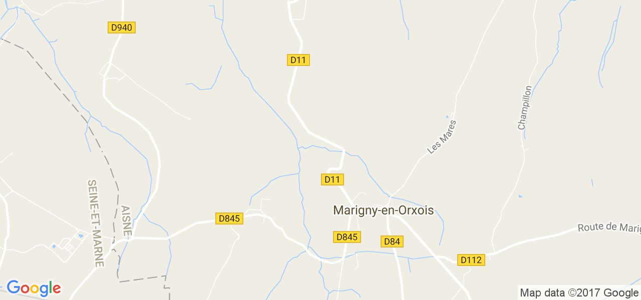 map de la ville de Marigny-en-Orxois