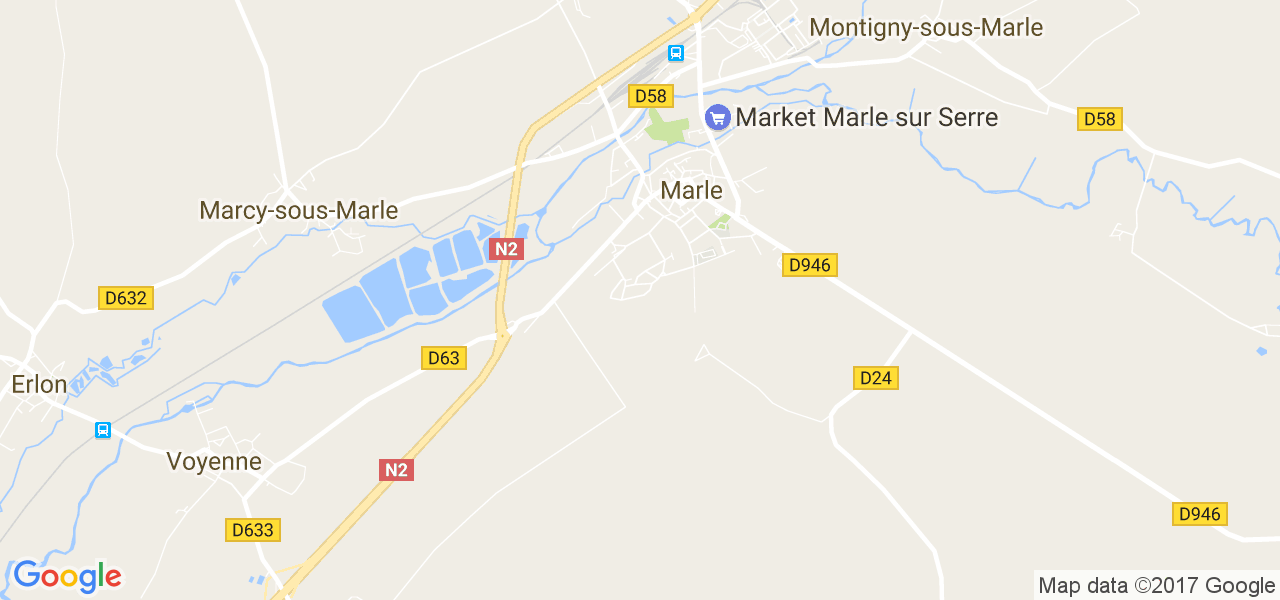 map de la ville de Marle