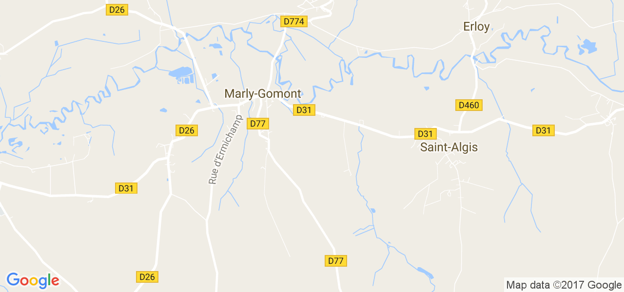 map de la ville de Marly-Gomont