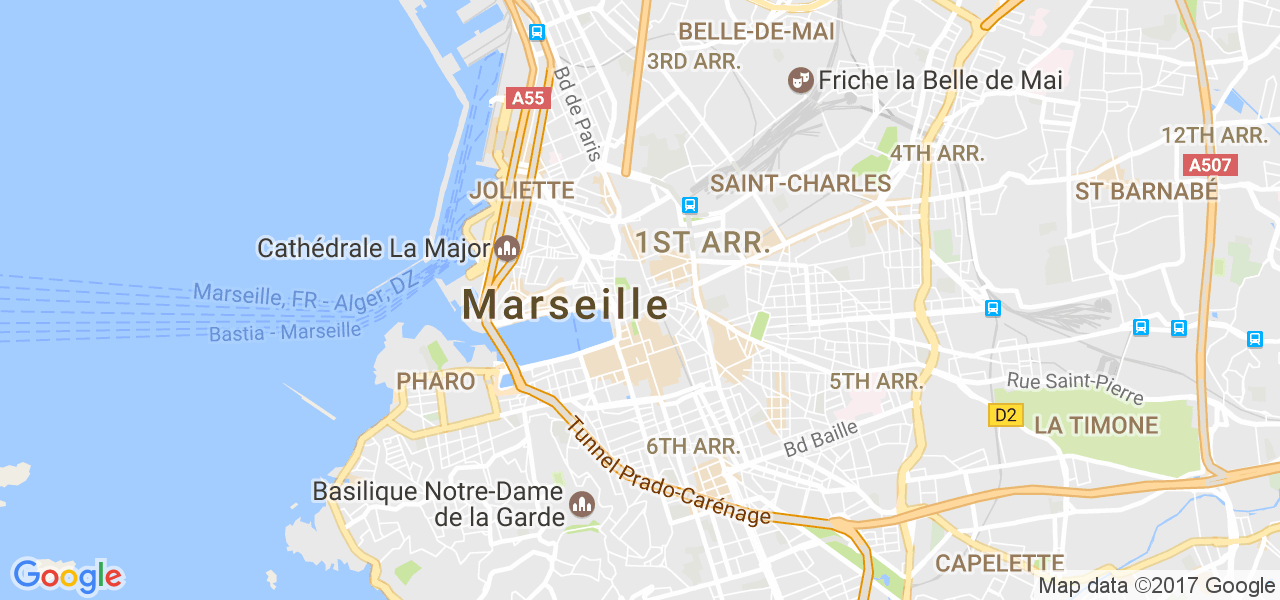 map de la ville de Marseille