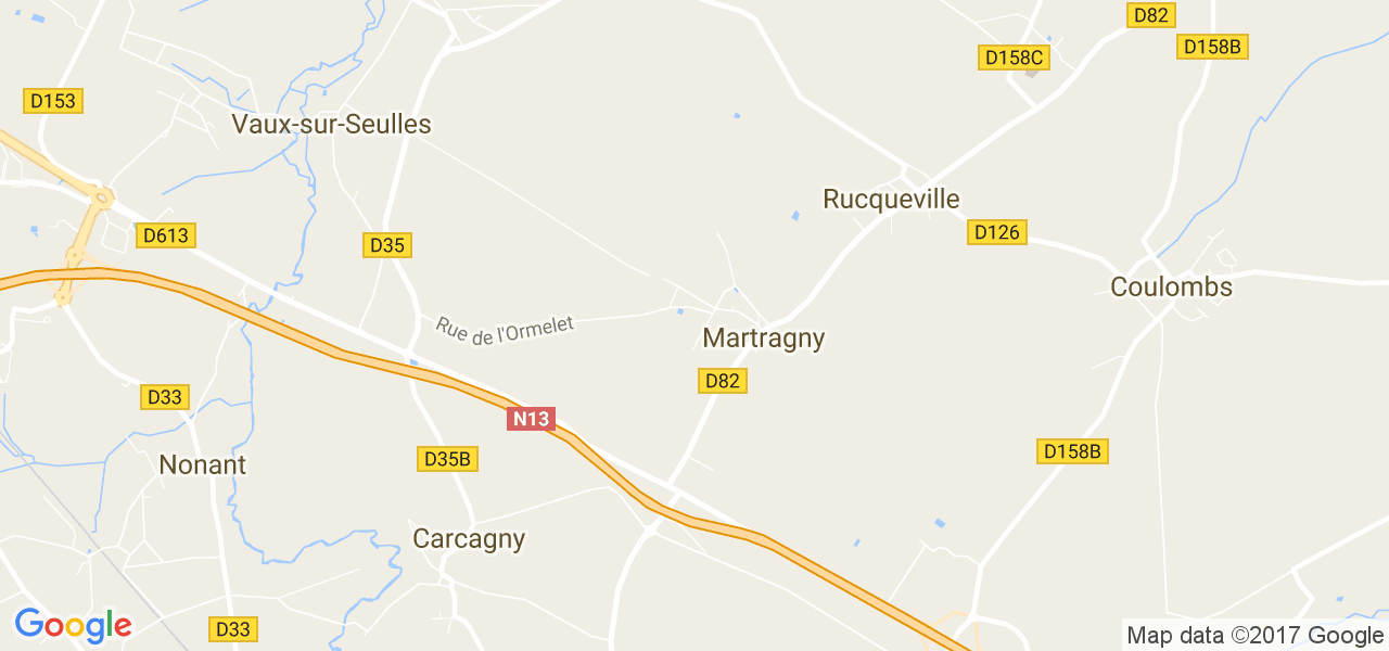 map de la ville de Martragny