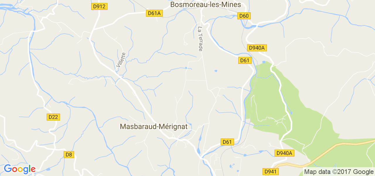 map de la ville de Masbaraud-Mérignat