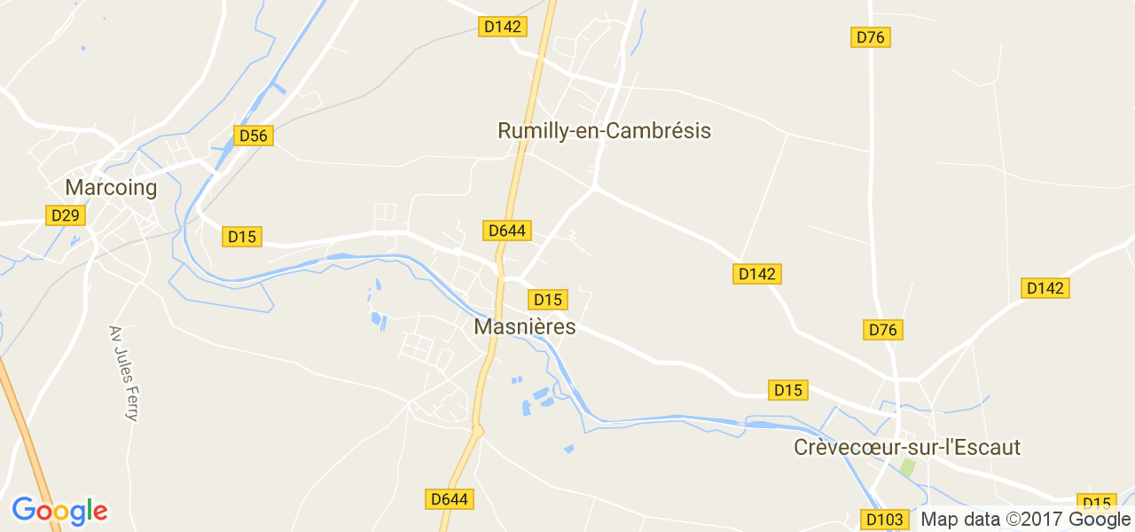 map de la ville de Masnières