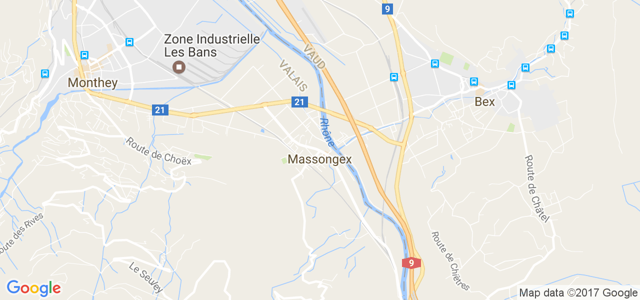 map de la ville de Massongex