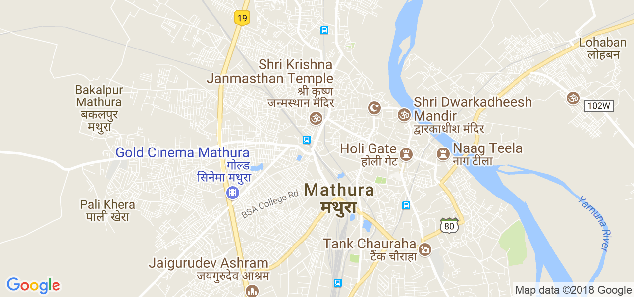 map of the city of Mathura