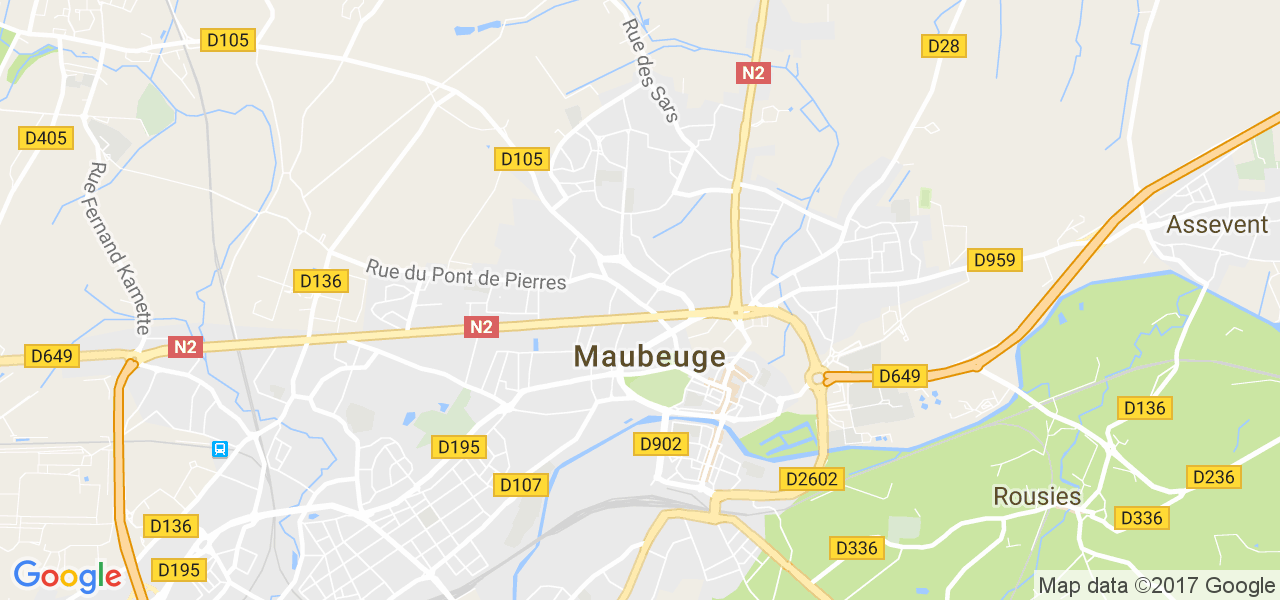 map de la ville de Maubeuge