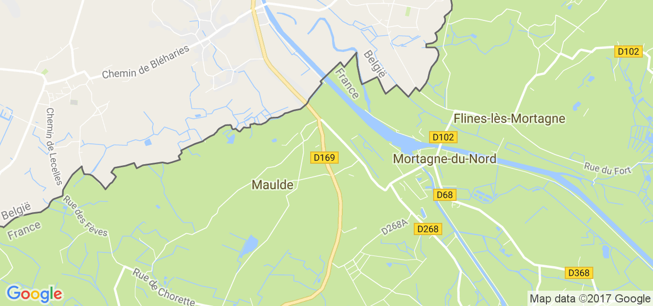 map de la ville de Maulde