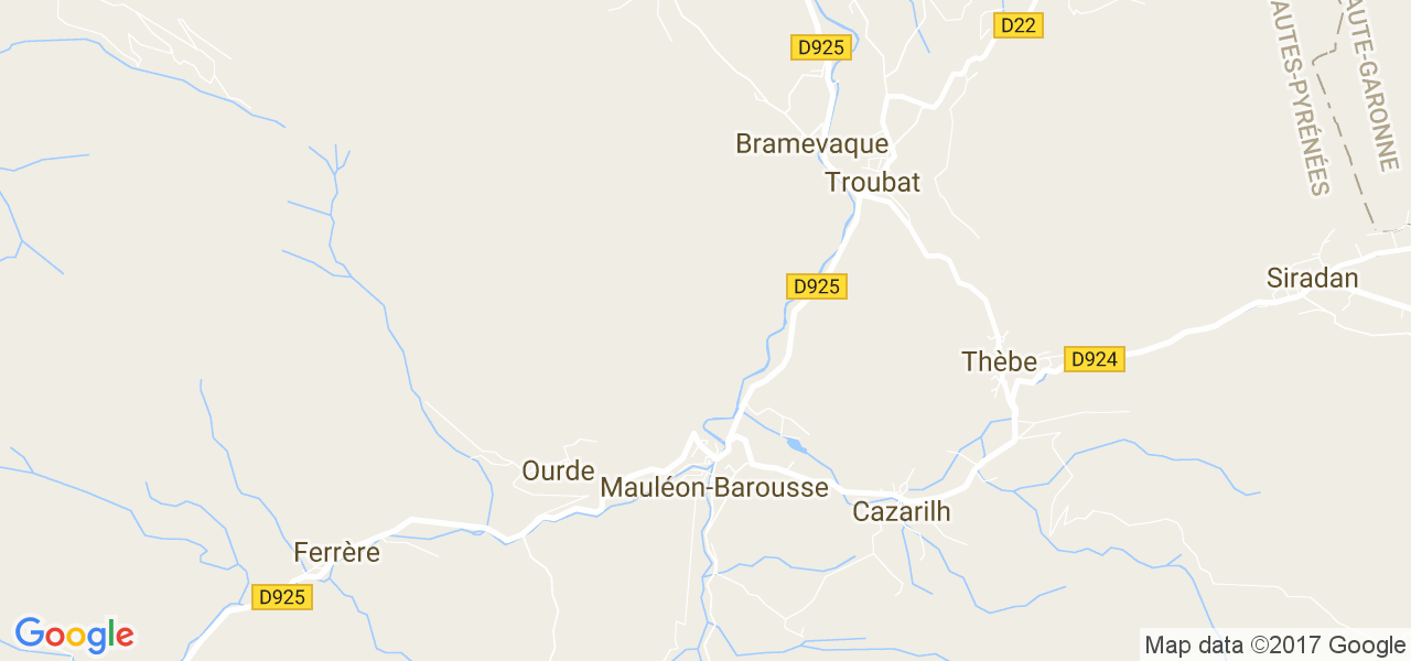 map de la ville de Mauléon-Barousse