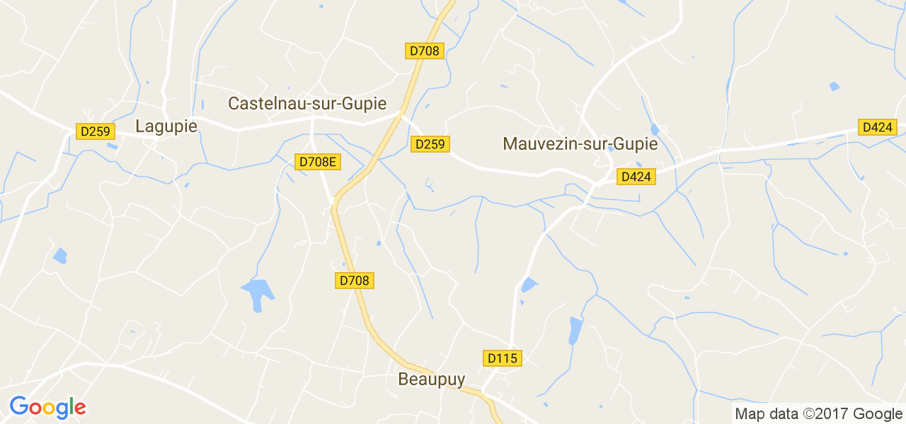 map de la ville de Mauvezin-sur-Gupie