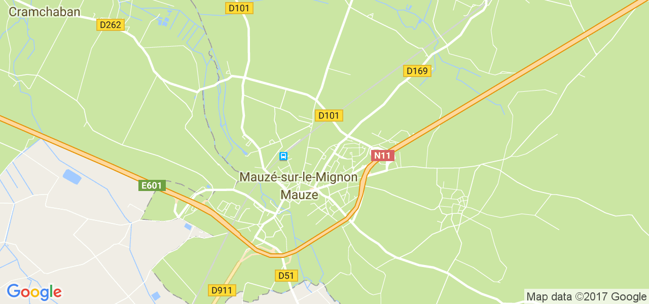 map de la ville de Mauzé-sur-le-Mignon