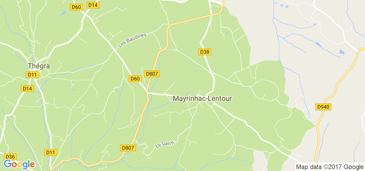 map de la ville de Mayrinhac-Lentour