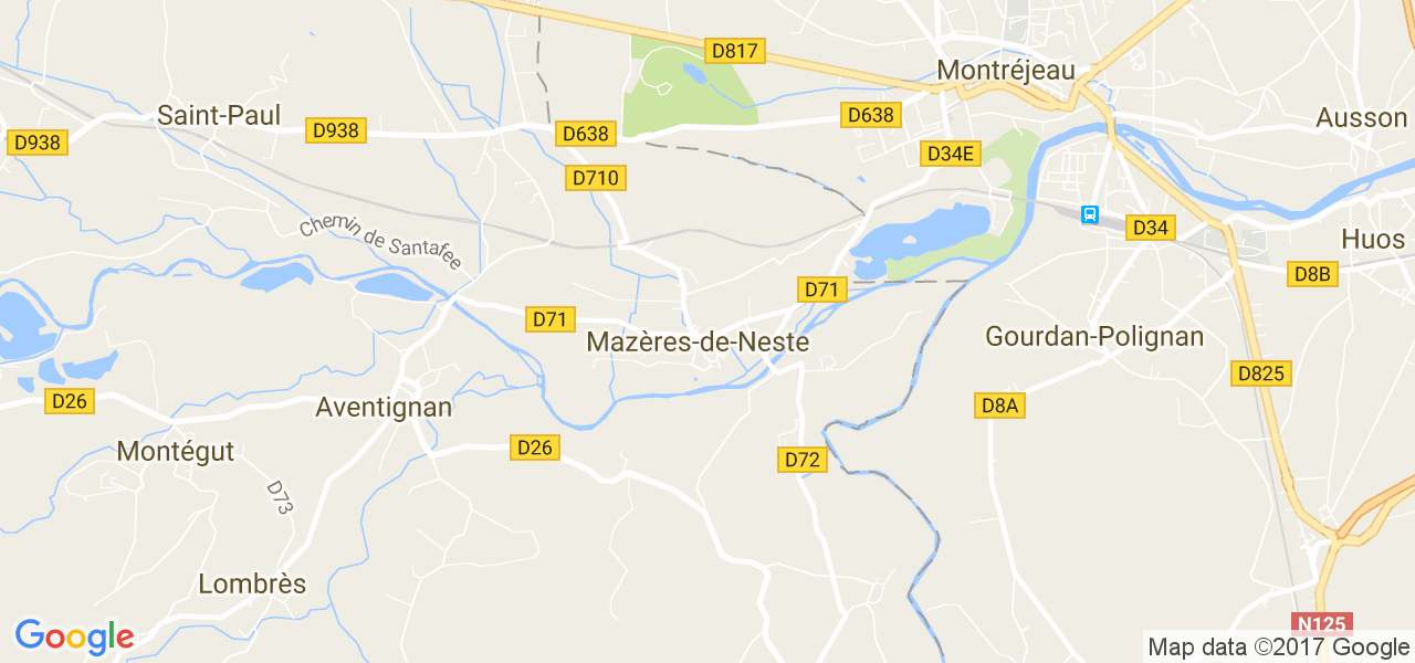 map de la ville de Mazères-de-Neste