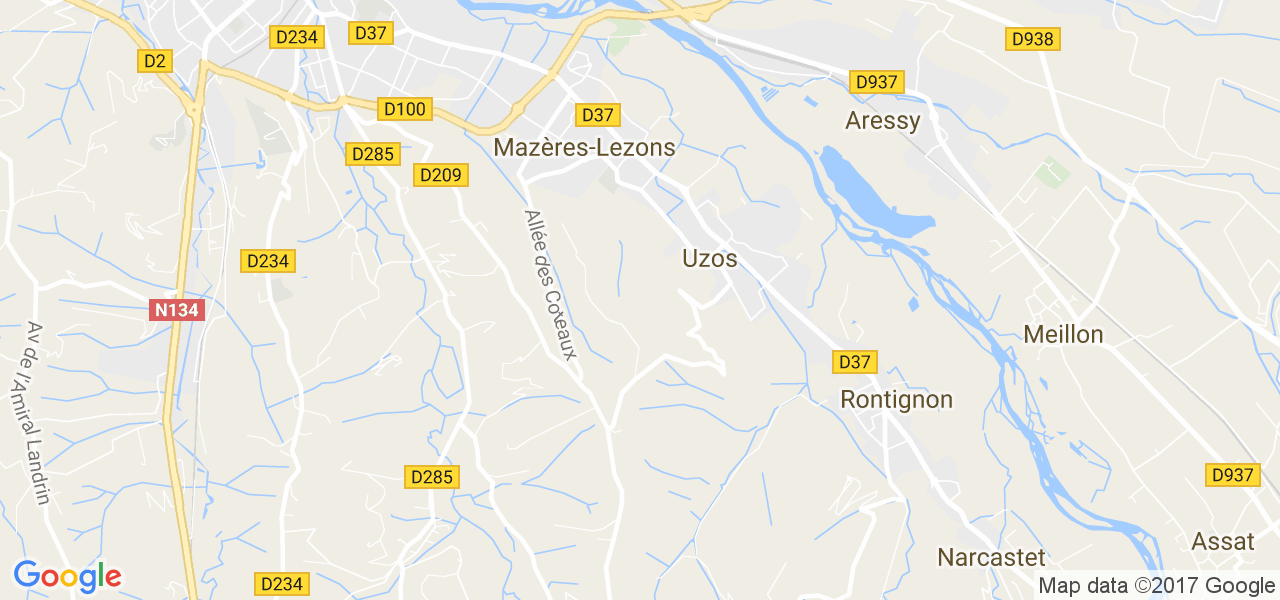 map de la ville de Mazères-Lezons