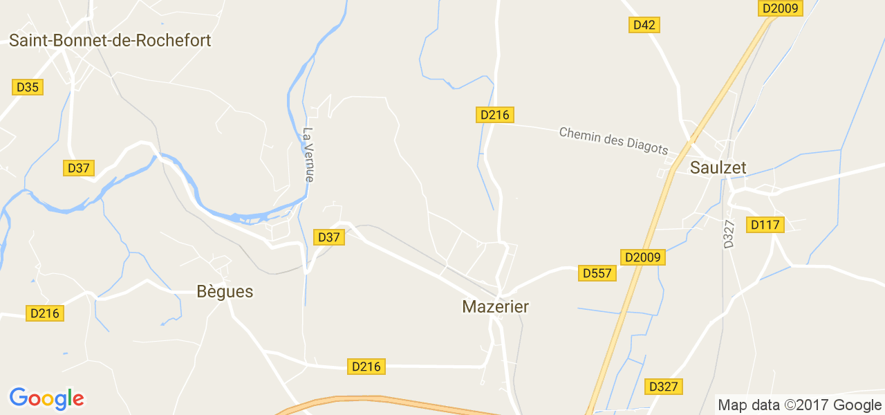 map de la ville de Mazerier