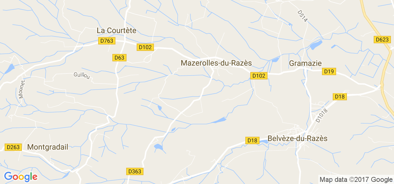 map de la ville de Mazerolles-du-Razès