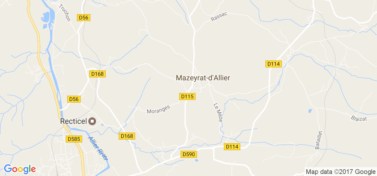 map de la ville de Mazeyrat-d'Allier