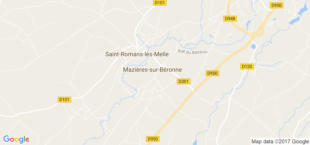 map de la ville de Mazières-sur-Béronne