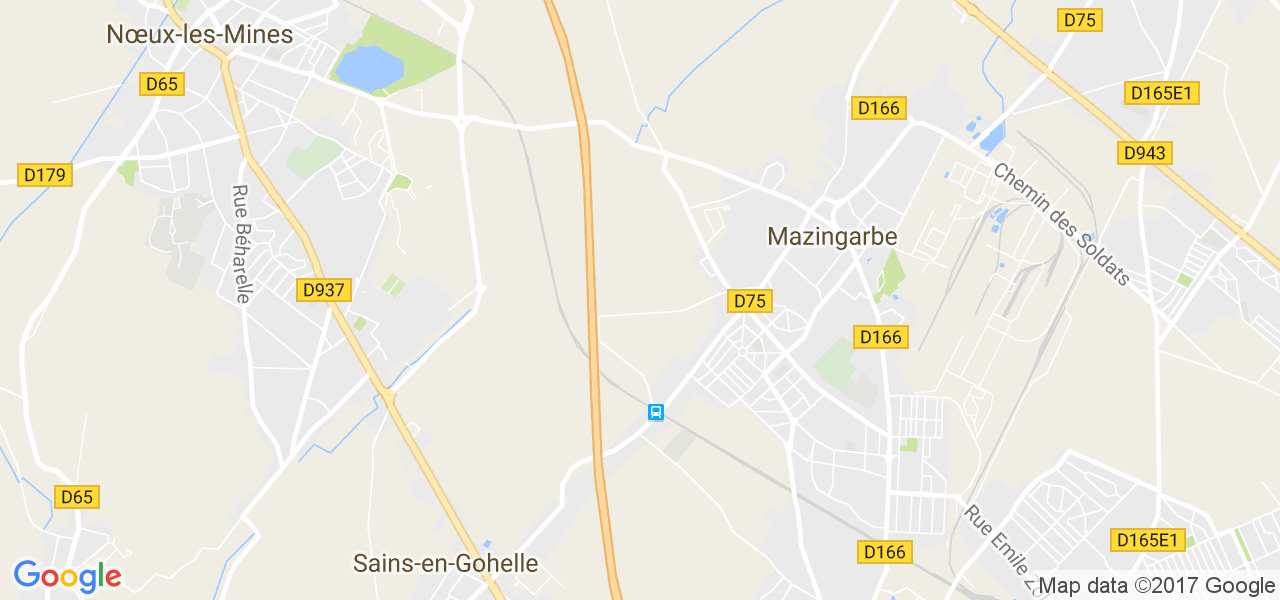 map de la ville de Mazingarbe