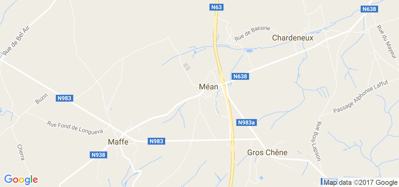 map de la ville de Méan