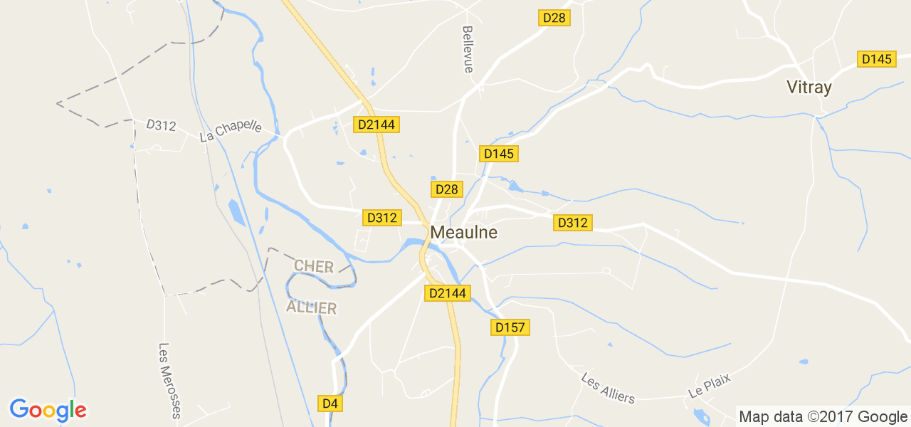 map de la ville de Meaulne