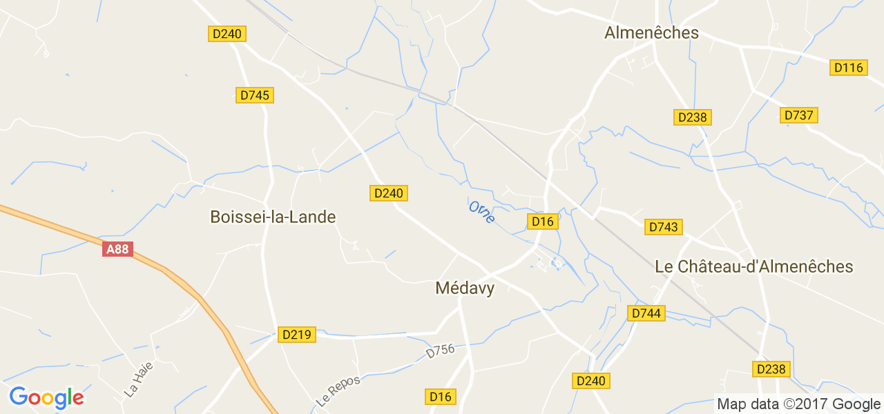 map de la ville de Médavy