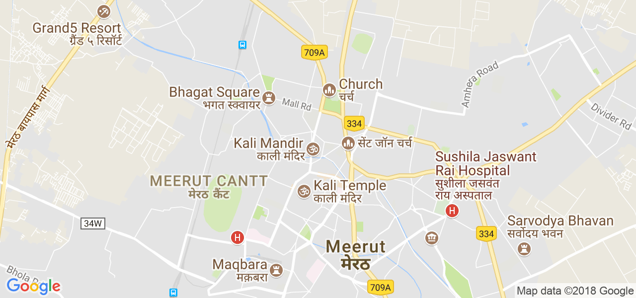 map de la ville de Meerut