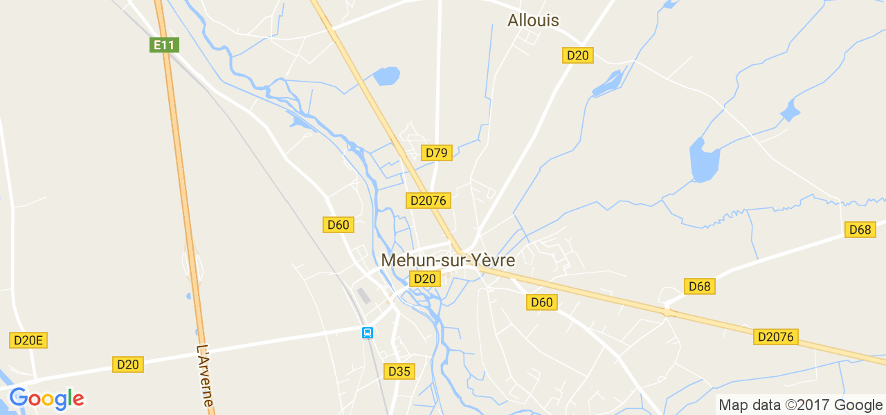 map de la ville de Mehun-sur-Yèvre